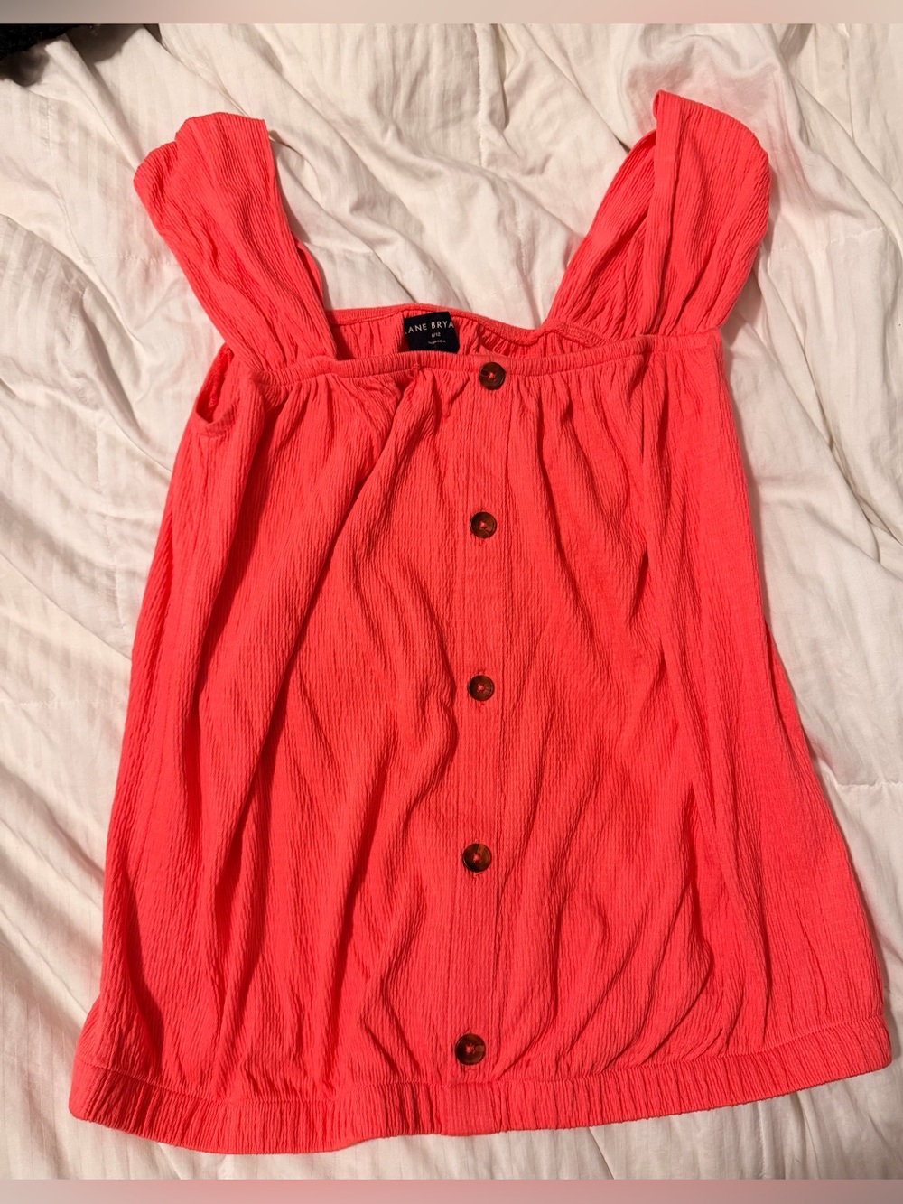 Lane Bryant Coral-Red and Black Button Front Tanks